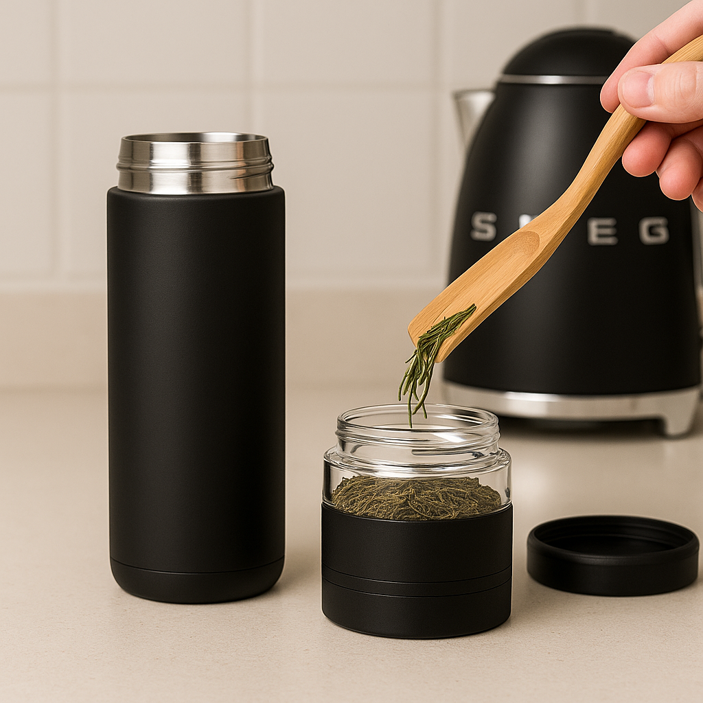 Breweli Isolierflasche mit Tee-Infuser – Hält 6 Stunden warm & 12 Stunden kalt